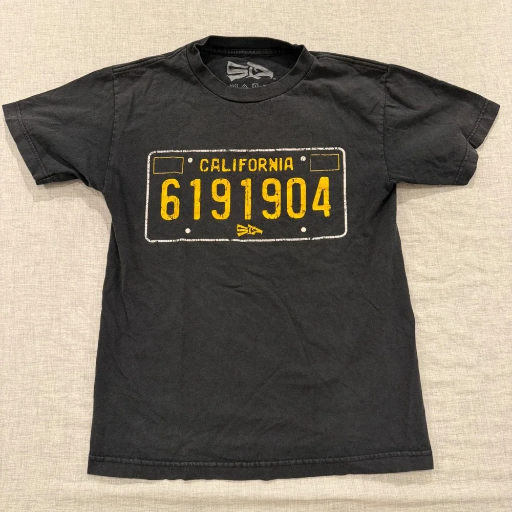 SD West Coastin San Diego California License Plate T-Shirt Mens S Black Cotton